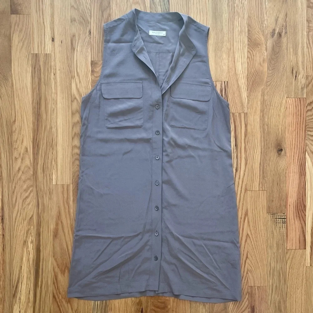 Equipment Femme Purple Silk Shirt Mini Dress Size XS